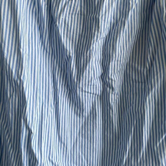 JAPNA Striped Off Shoulder Blouse Embroidered Flowers Blue White S - Picture 6 of 7